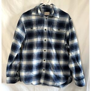 Jach's Blue‎ Plaid Flannel Long- Sleeved  Button Down  Shirt Men's Medium